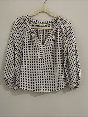 Velvet by Graham & Spencer White Blouse with Black Polka Dots